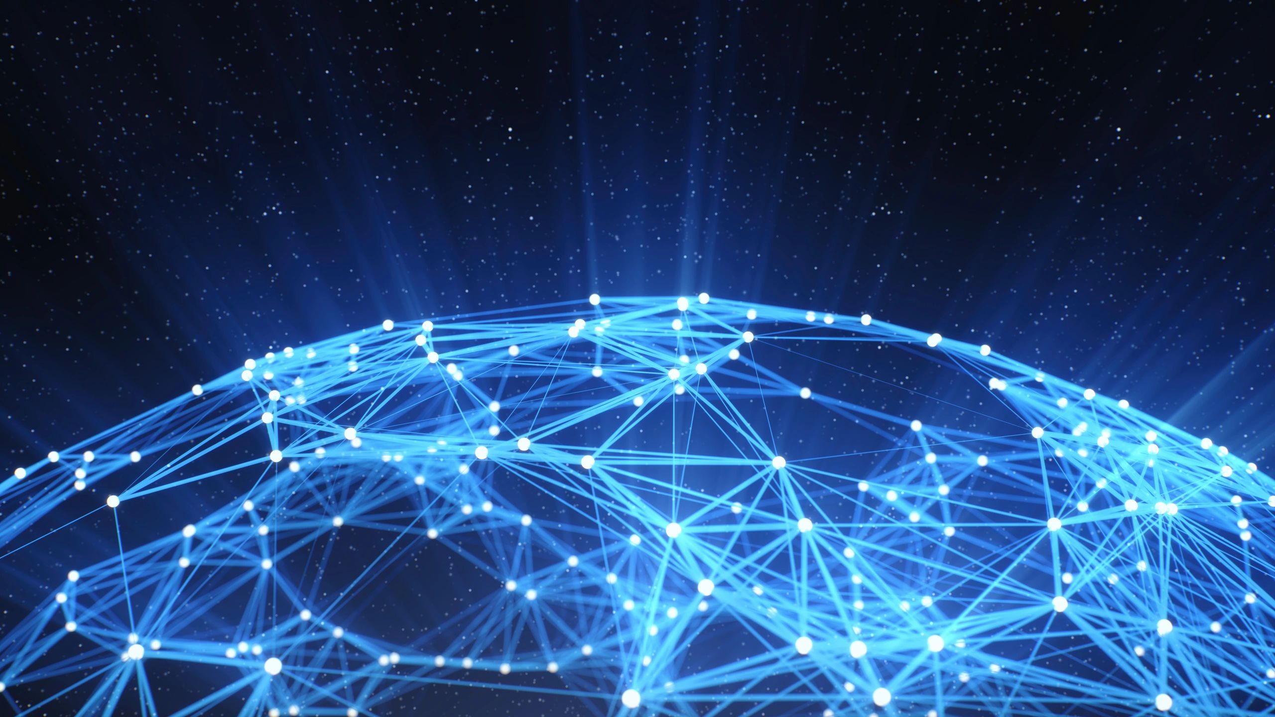 Abstract neuroscience network visualization in deep blue tones